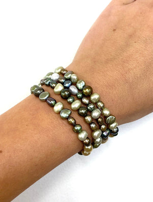 MINU Jewels Bracelets Default Title / OS MINU Jewels Akhdar Pearl Bracelets - Set of 4 in Green Pearls and Gold-Plated Accents