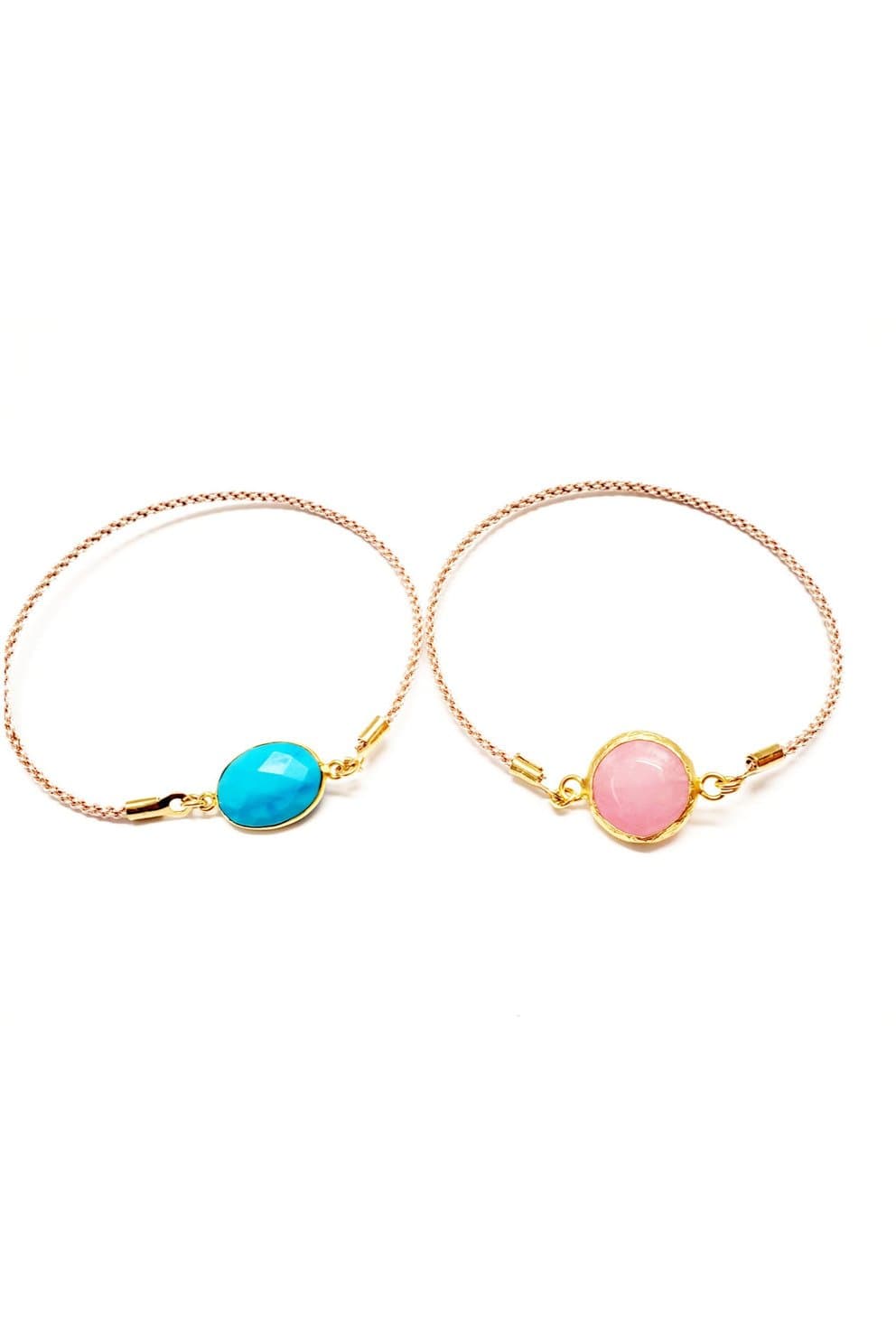 MINU Jewels Bracelets MINU Jewels Adara 2.5" Slide On Bracelets in Rose Gold and Turquoise or Pink Jade