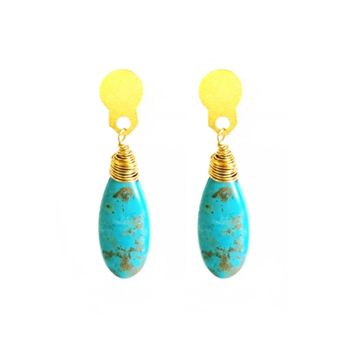 MINU Jewels Earrings 1.5" Tep Turquoise Drop Earrings with 18KT Gold Plating | MINU