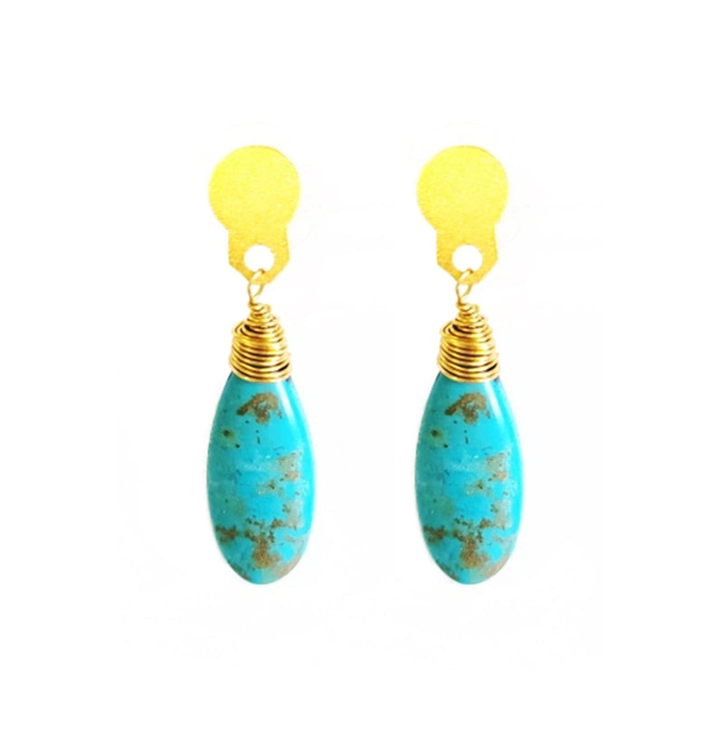 MINU Jewels Earrings 1.5" Tep Turquoise Drop Earrings with 18KT Gold Plating | MINU