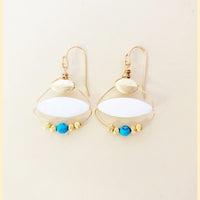 MINU Jewels Earrings Cocca 1.5" Mother of Pearl, Turquoise, and Gold Earrings | MINU