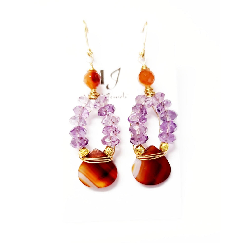 MINU Jewels Earrings Default Title / OS MINU Jewels Amie Gold 2.5" Chandelier Earrings with Faceted Amethyst and Carnelian