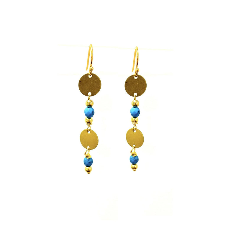 MINU Jewels Earrings Fairuz 2" Earrings in Gold with Turquoise | MINU
