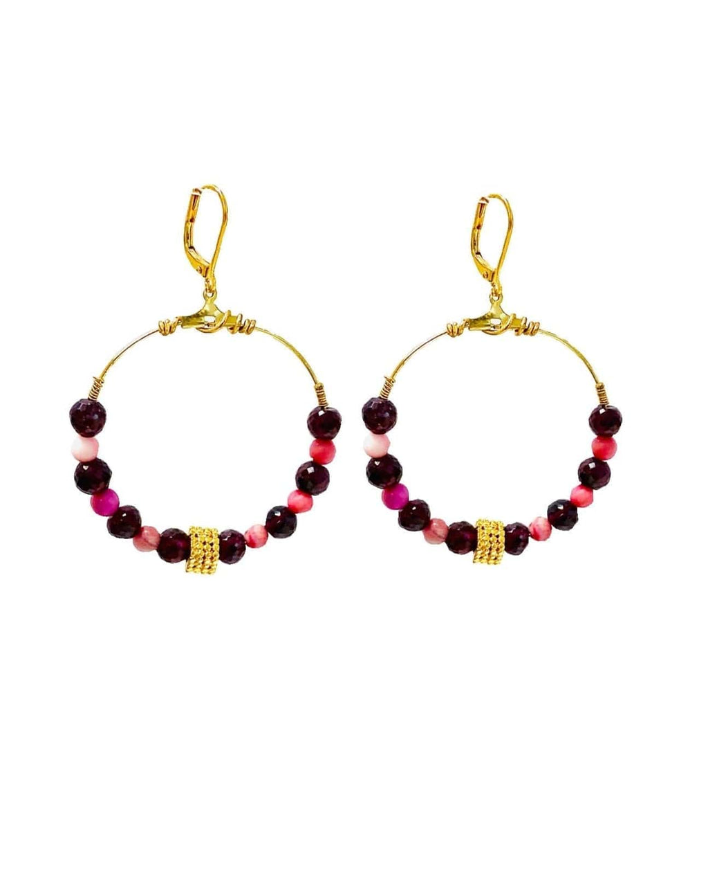 MINU Jewels Earrings gold MINU Jewels Aria Garnet & Jade 1.75" Hoop Earrings