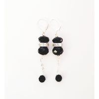 MINU Jewels Earrings Long Jela Black Agate, Onyz wit Silver Earrings in 1.5" or 2.25" Length | MINU