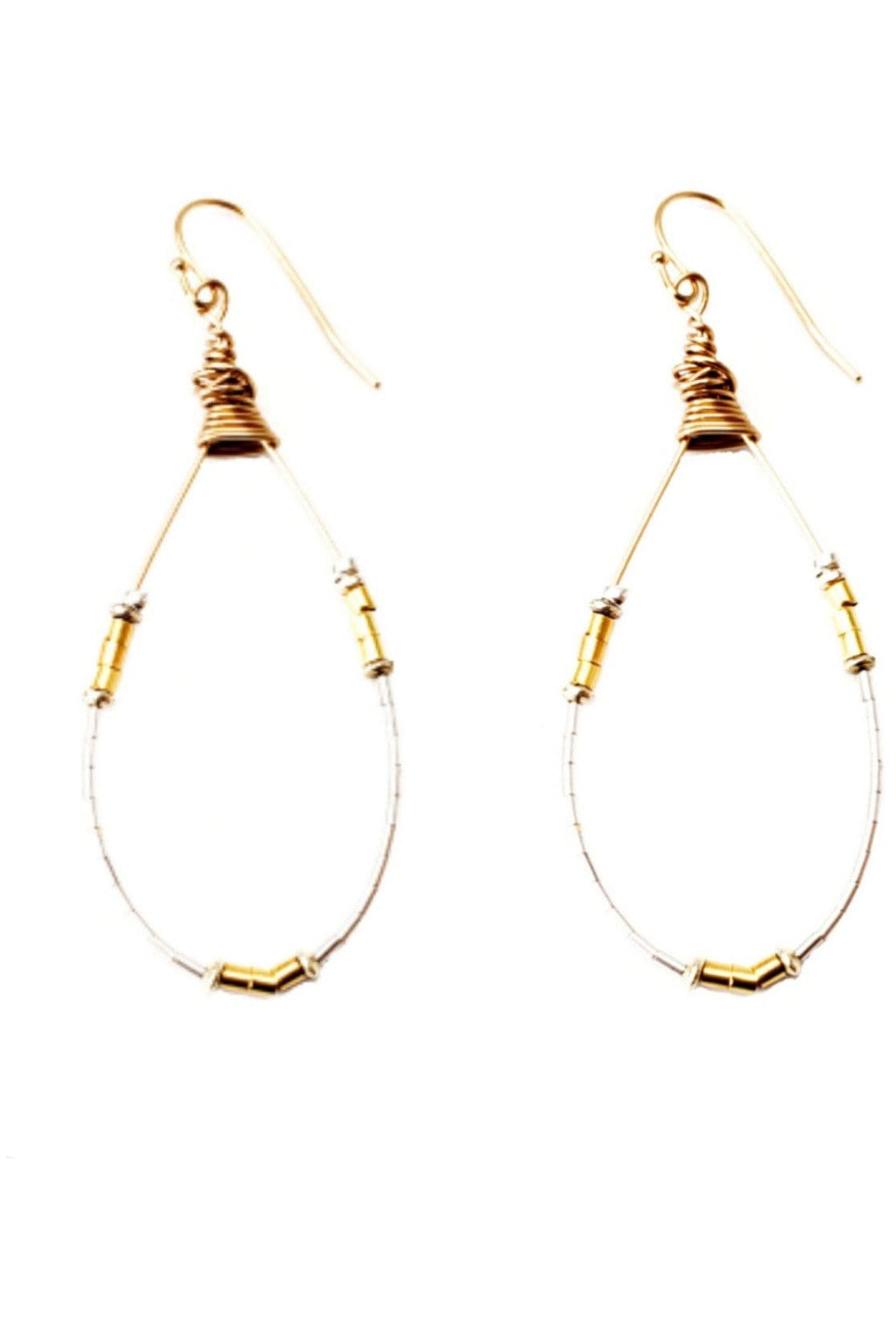 MINU Jewels Earrings MINU Jewels Acava Hoop Earrings in Silver Heishi with Gold Plated Accents