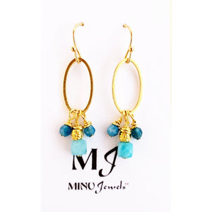 MINU Jewels Earrings MINU Jewels Acena 1.5" Lightweight Gold Earrings with Amazonite & Apatite