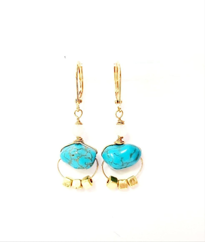 MINU Jewels Earrings Turquoise Lela 1.5" Subtle Statement Earrings in Lapis, Moonstone, or Turquoise | MINU
