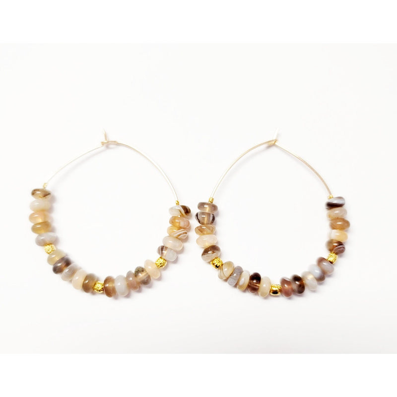 MINU Jewels Earrings Women's Botswana Agate Hoop Earrings | MINU