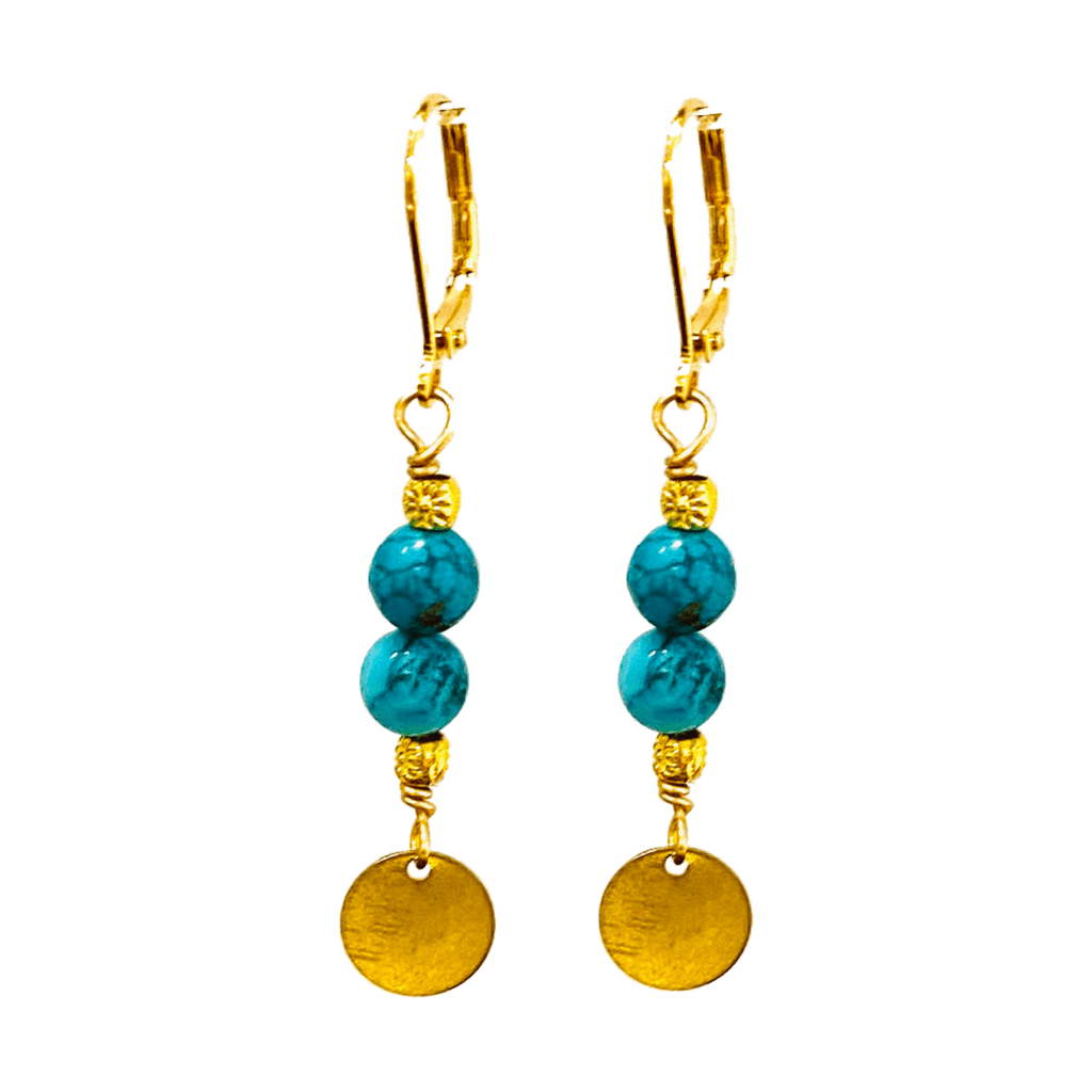 MINU Jewels Earrings Women's Stanka 2" Turquoise & Gold Earrings | MINU