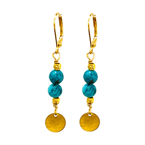 MINU Jewels Earrings Women's Stanka 2" Turquoise & Gold Earrings | MINU