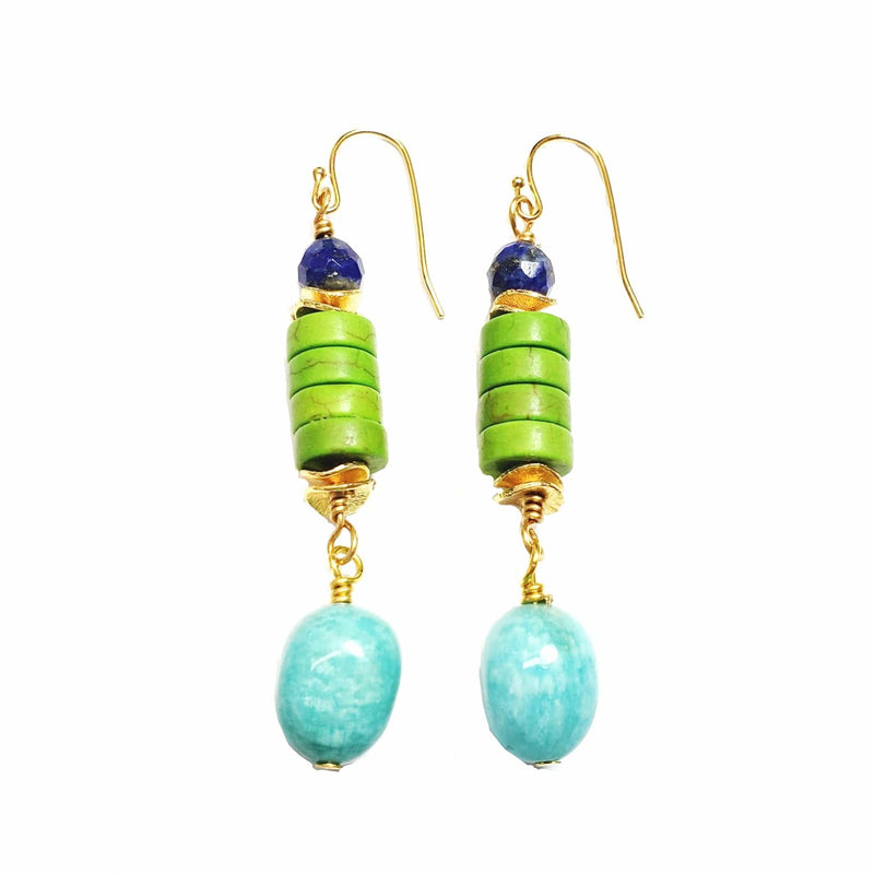 MINU Jewels Earrings Women's Verde Amazonite, Lapis, & Lime Magnesite Earrings | MINU