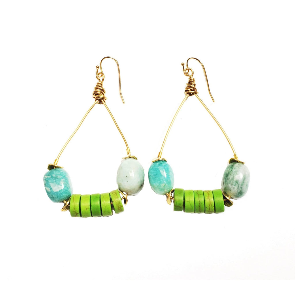 MINU Jewels Earrings Women's Verde Amazonite, & Lime Magnesite Hoops | MINU