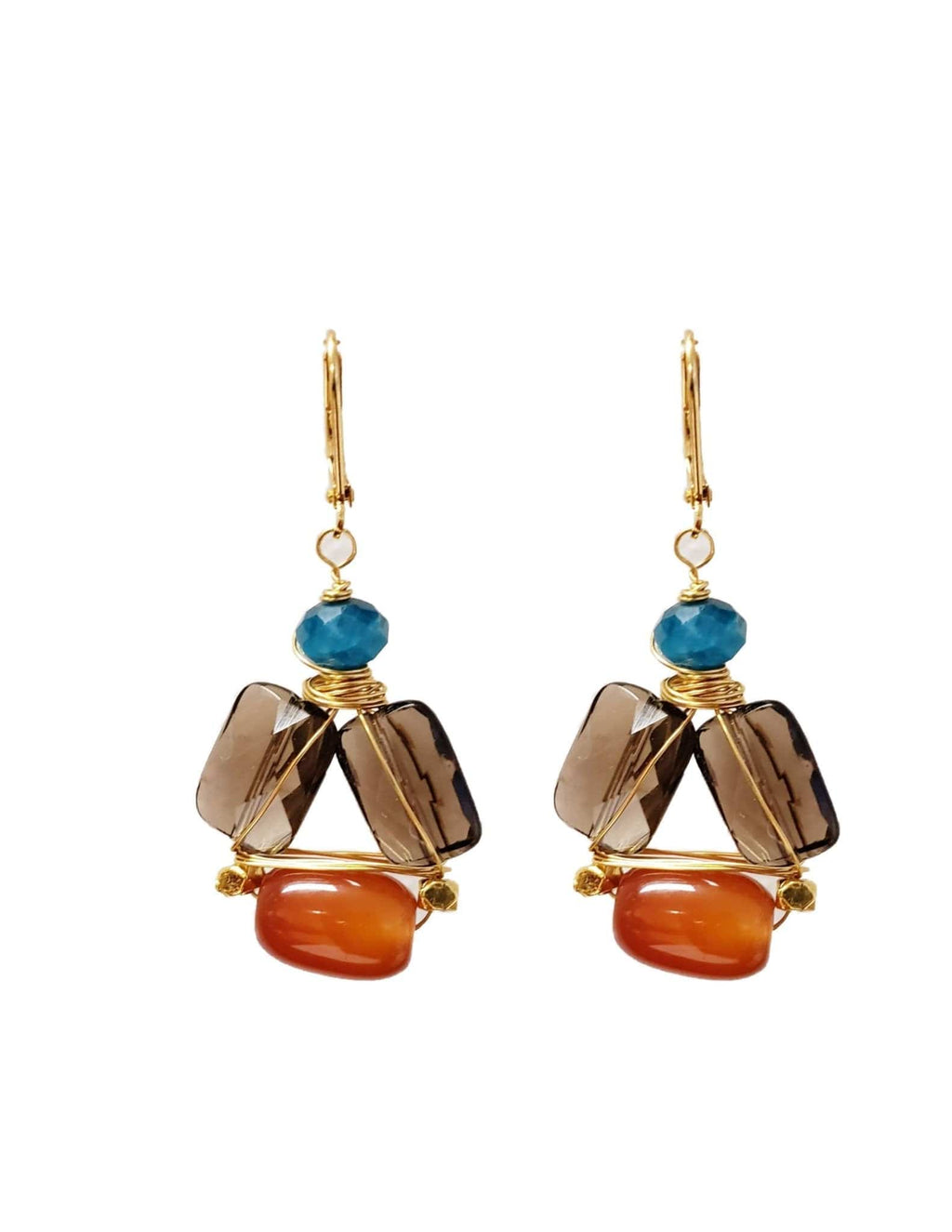 MINU Jewels Earrings Women Voota Apatite, Agate, & Smoky Quartz 2" Earrings | MINU