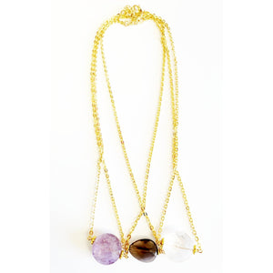 MINU Jewels Necklace 16-18" Faceted Gemstone Necklace in Amethyst, Smoky Quartz, or Clear Quartz | MINU