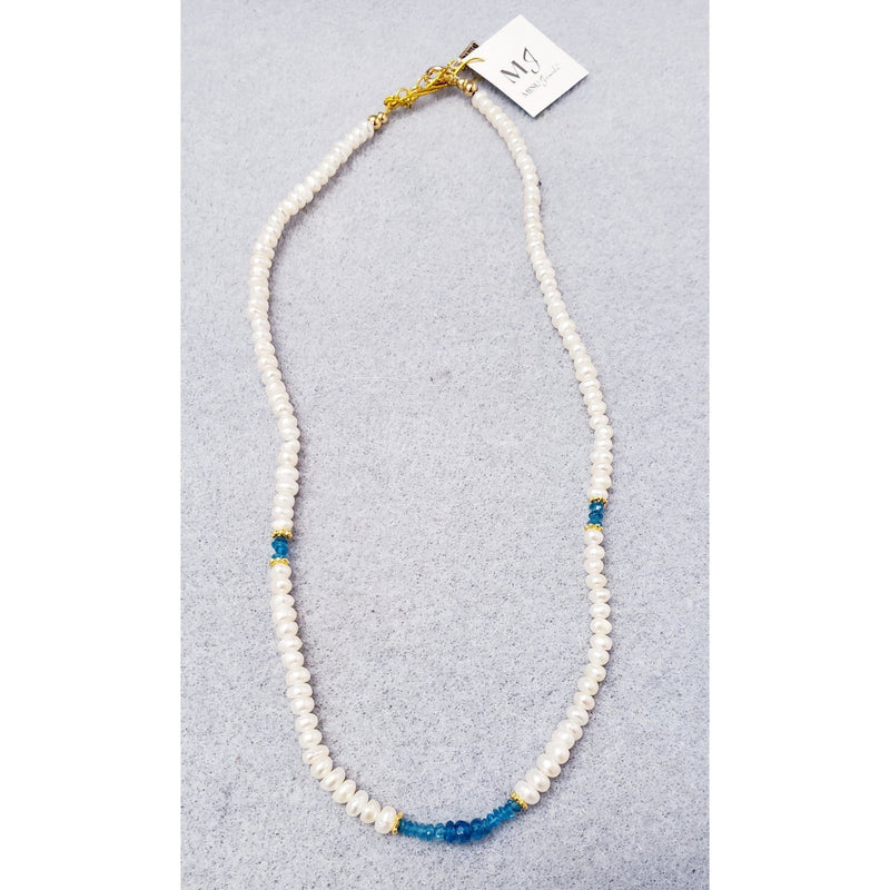 MINU Jewels Necklace Blue Apatite Gemstone Perla Necklace