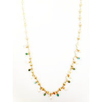 MINU Jewels Necklace Deco 30" Gold Chain Necklace with Turquoise & Pearl Stones or with No Stones | MINU