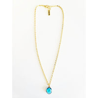 MINU Jewels Necklace Faceted Blue Quartz Necklace on 16" Gold Plated Chain | MINU
