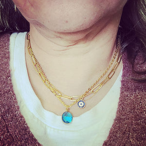 MINU Jewels Necklace Faceted Blue Quartz Necklace on 16" Gold Plated Chain | MINU
