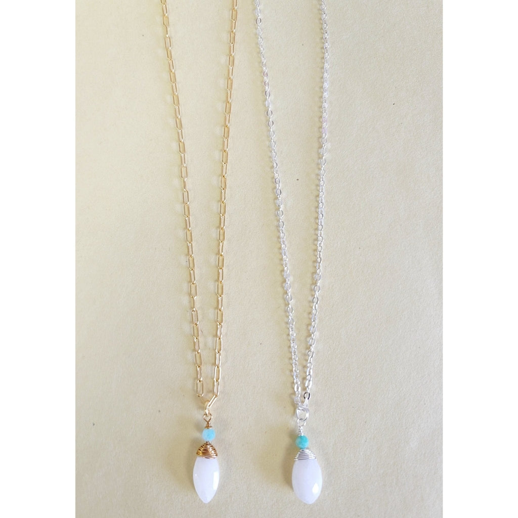 MINU Jewels Necklace Faceted Moonstone & Amazonite 16" Necklace on Silver or Gold Chain | MINU