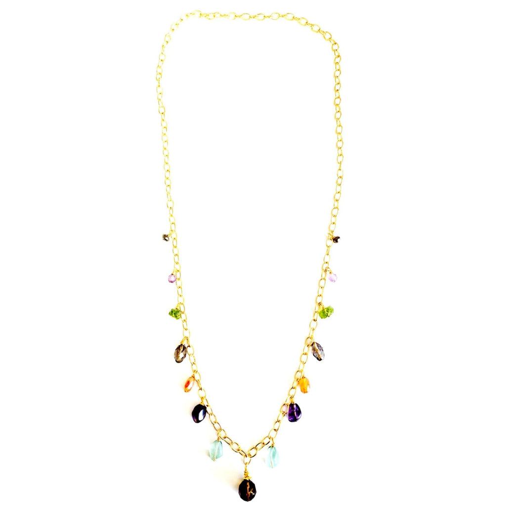 MINU Jewels Necklace Fallish 30" Necklace in Fall Color Gemstones on Gold Plated Chain | MINU