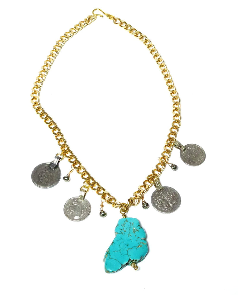 MINU Jewels Necklace Gold Turquoise Coins - Color Options
