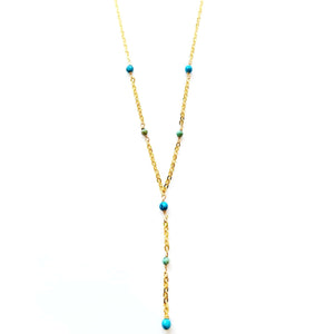 MINU Jewels Necklace Kala 22" Turquoise Necklace with Gold Plated Accents | MINU