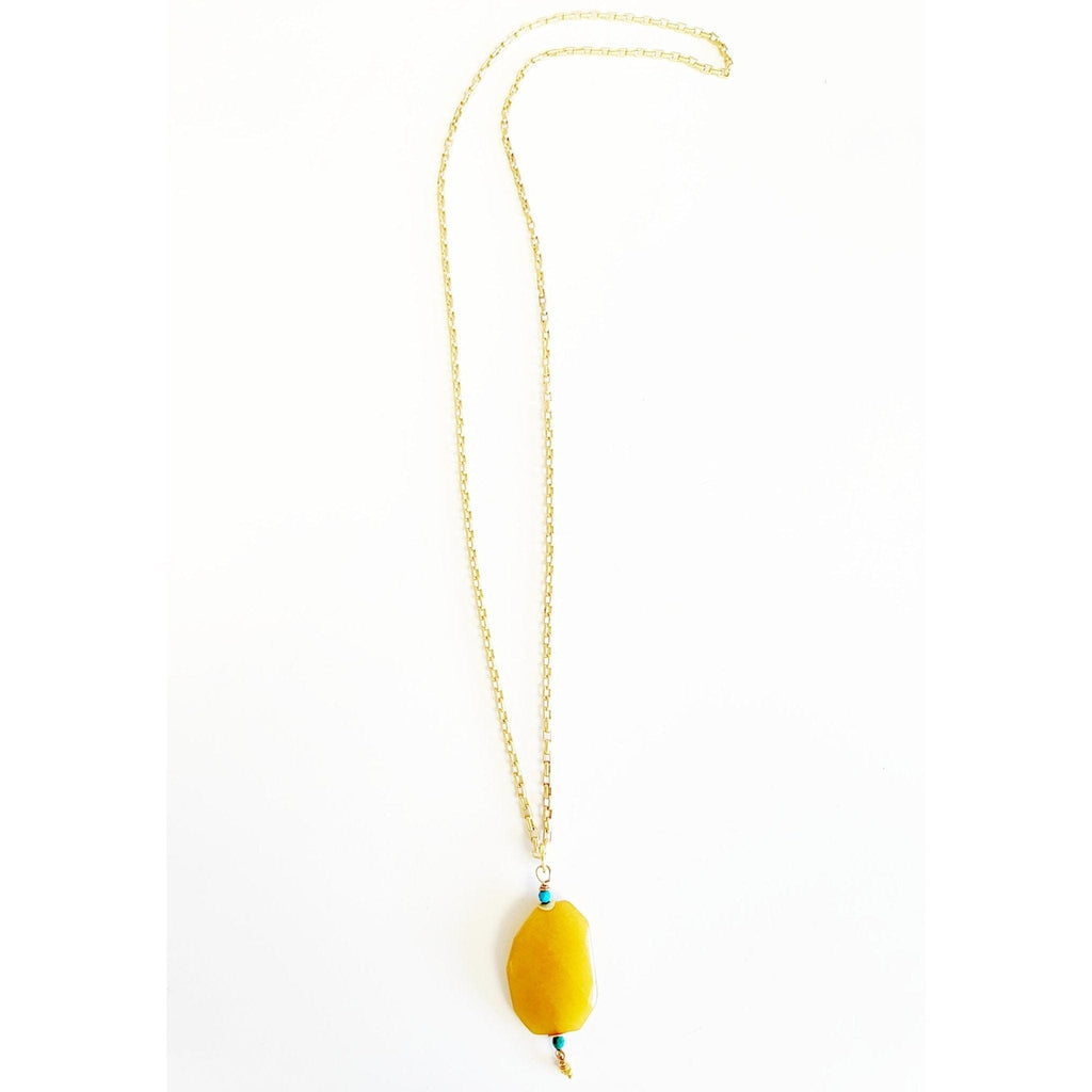 MINU Jewels Necklace Lamoona 32" Yellow Quartz and Turquoise Necklace | MINU