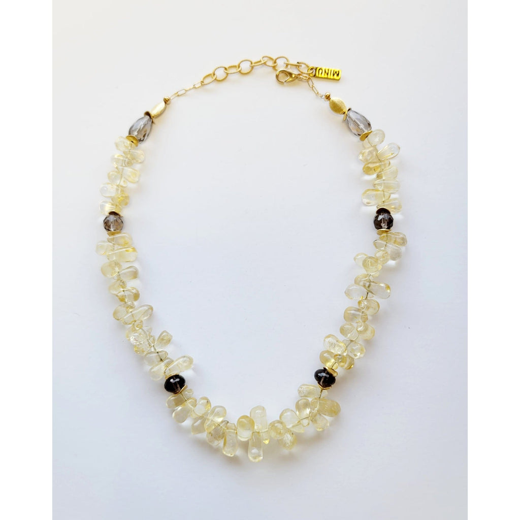 MINU Jewels Necklace Lemona 16-18" Statement Necklace in Citrine Drops & Smoky Quartz Stones | MINU
