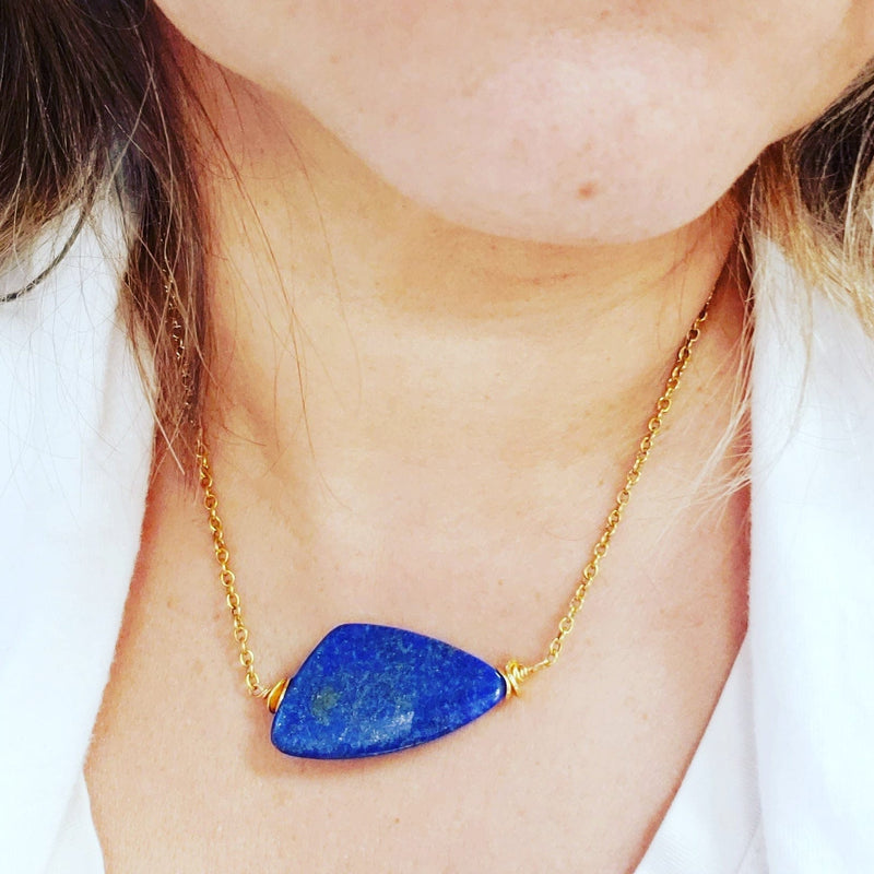 MINU Jewels Necklace MINU Jewels Alterado Necklace in Gold Plated Accents with Lapis