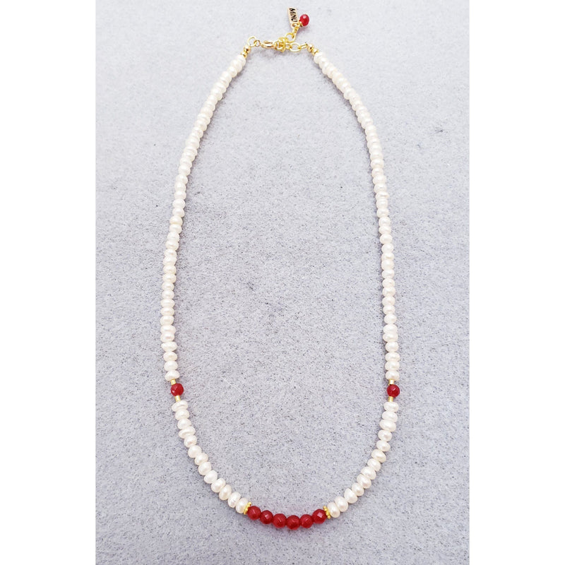 MINU Jewels Necklace Red Jade Gemstone Perla Necklace