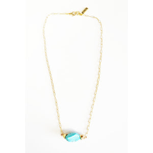 MINU Jewels Necklace Turkesa Gold Plated 16" Necklace with Turquoise Nugget Accent | MINU