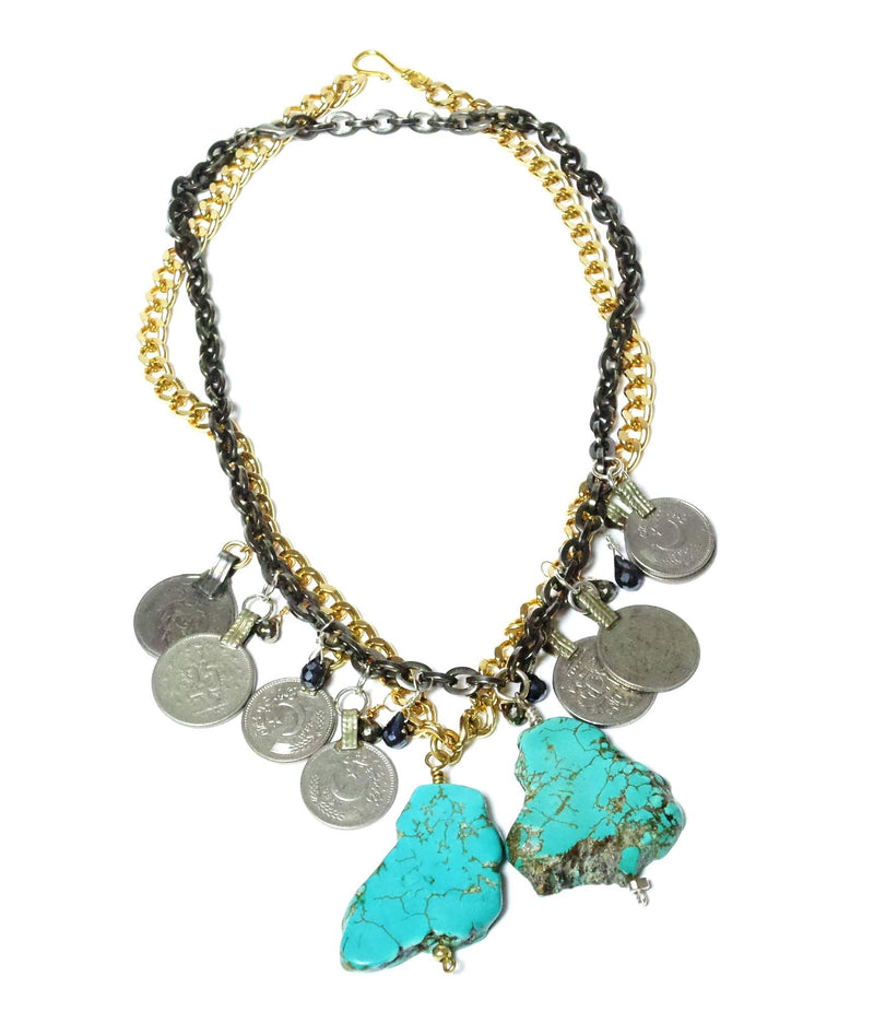 MINU Jewels Necklace Turquoise Coins - Color Options