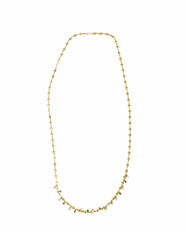 MINU Jewels Necklace With Stones Deco 30" Gold Chain Necklace with Turquoise & Pearl Stones or with No Stones | MINU