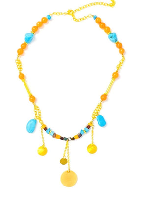 MINU Jewels Necklace Women's Kezia Necklace in Turquoise, Orange Jade, Garnet, & Jasper | MINU