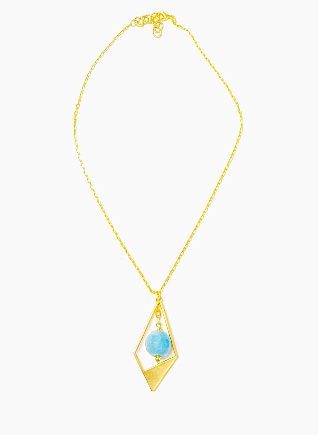 MINU Jewels Necklace Women's Nan Blue Agate with Gold Diamond Accent Piece Necklace | MINU