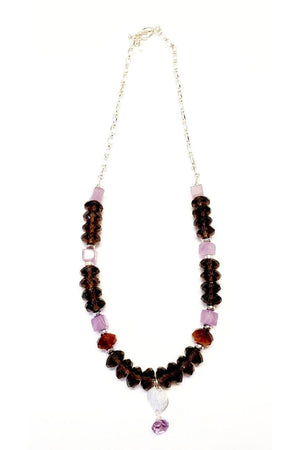 MINU Jewels Necklaces MINU Jewels Aerina Necklace in Faceted Smoky Quartz, Citrine, Silver, & Amethyst