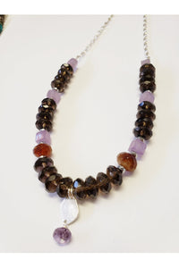 MINU Jewels Necklaces MINU Jewels Aerina Necklace in Faceted Smoky Quartz, Citrine, Silver, & Amethyst