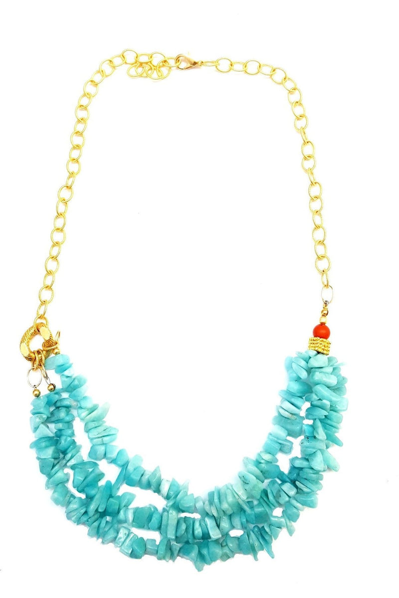 MINU Jewels Necklaces Turquoise/Gold / OS MINU Jewels Azraq Amazonite with Coral Accent Necklace