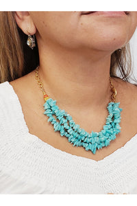 MINU Jewels Necklaces Turquoise/Gold / OS MINU Jewels Azraq Amazonite with Coral Accent Necklace