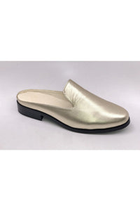 N.Y.L.A. SHOES 6 / GOLD N.Y.L.A. Shoes Long Beach Women's Open Back Loafer in Black Gold, Silver, White, or Leopard
