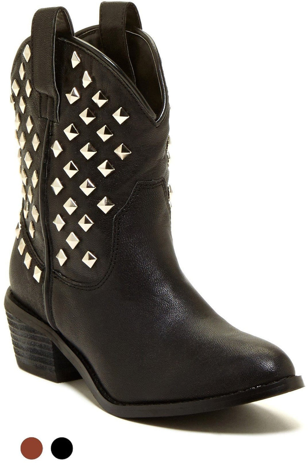 N.Y.L.A. SHOES BOOTIES 6 / BLACK N.Y.L.A. Shoes Frankie Women's Western Studded Boots in Black or Tan