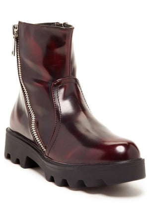 N.Y.L.A. SHOES BOOTIES 6 / BURG N.Y.L.A. Shoes Women's Casie Boxy Booties with Inside Zipper in Black or Burgundy