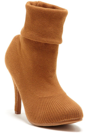 N.Y.L.A. SHOES BOOTIES 6 / TAN N.Y.L.A. Shoes Isabella Sweater Roll Up or Down Ankle Boots in Black, Grey, or Tan