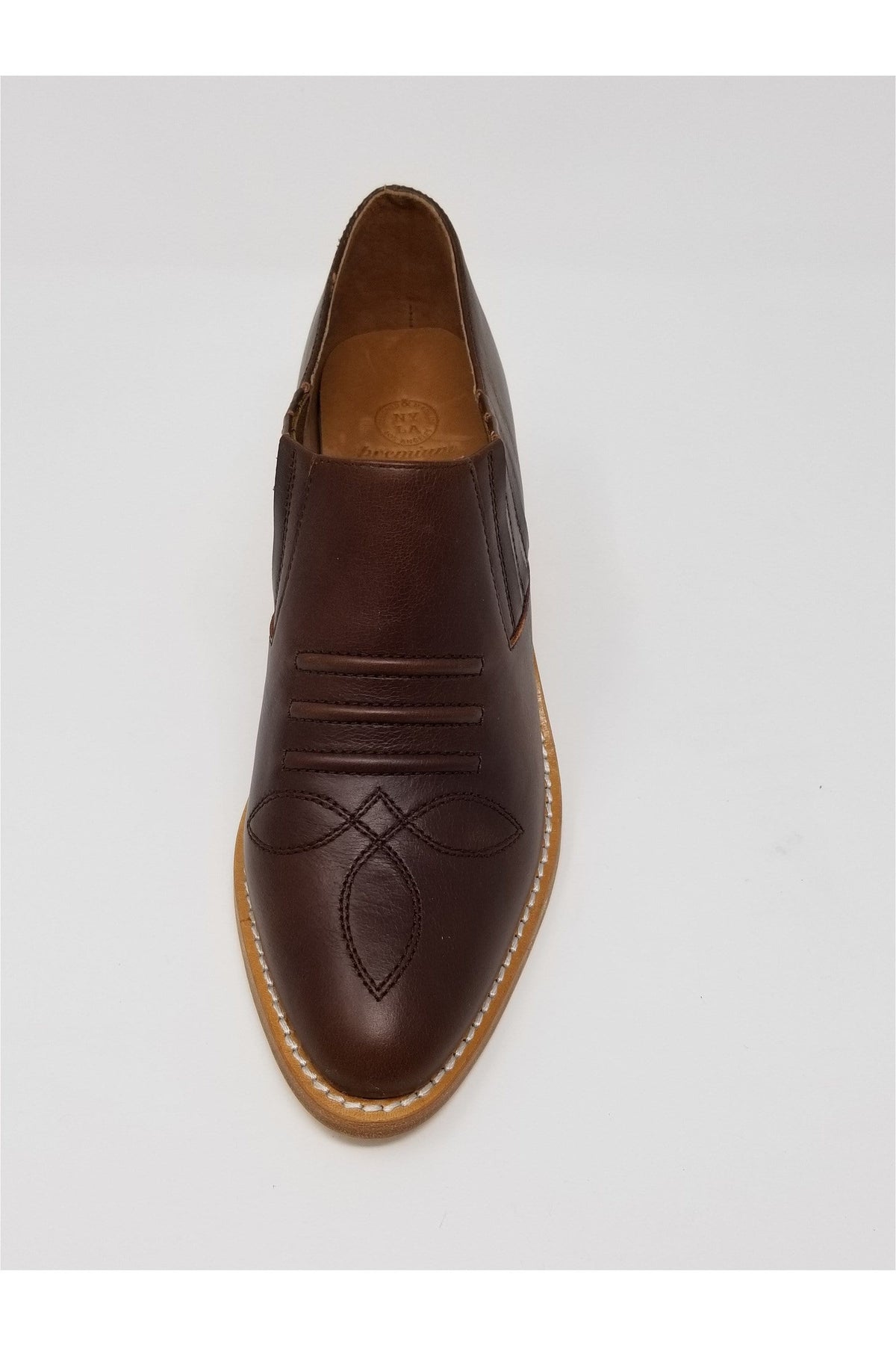 N.Y.L.A. SHOES BOOTIES 6 / Whiskey Lea N.Y.L.A. Shoes Santa Ana Women's Leather Loafer with Natural Lumber Heel in Black, White, Gold, Whiskey Lea, or Cognac Lea
