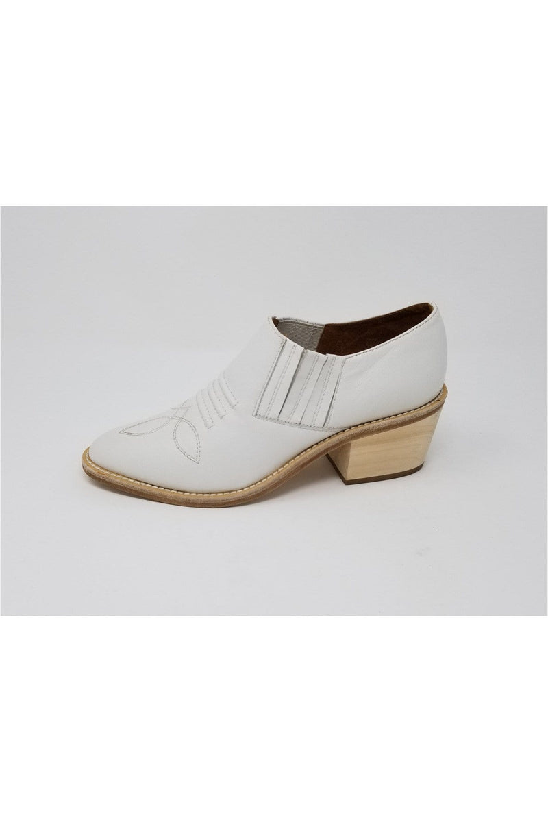 N.Y.L.A. SHOES BOOTIES 6 / White Lea N.Y.L.A. Shoes Santa Ana Women's Leather Loafer with Natural Lumber Heel in Black, White, Gold, Whiskey Lea, or Cognac Lea