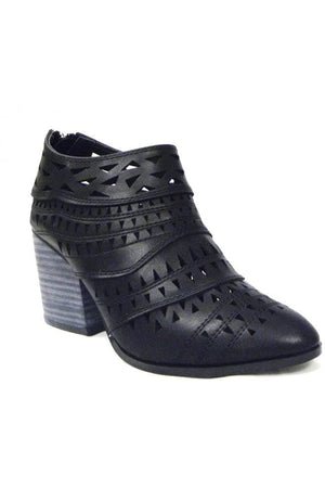 N.Y.L.A. SHOES BOOTIES N.Y.L.A. Shoes Ayicut Women's Black Cutout Vegan Leather Booties