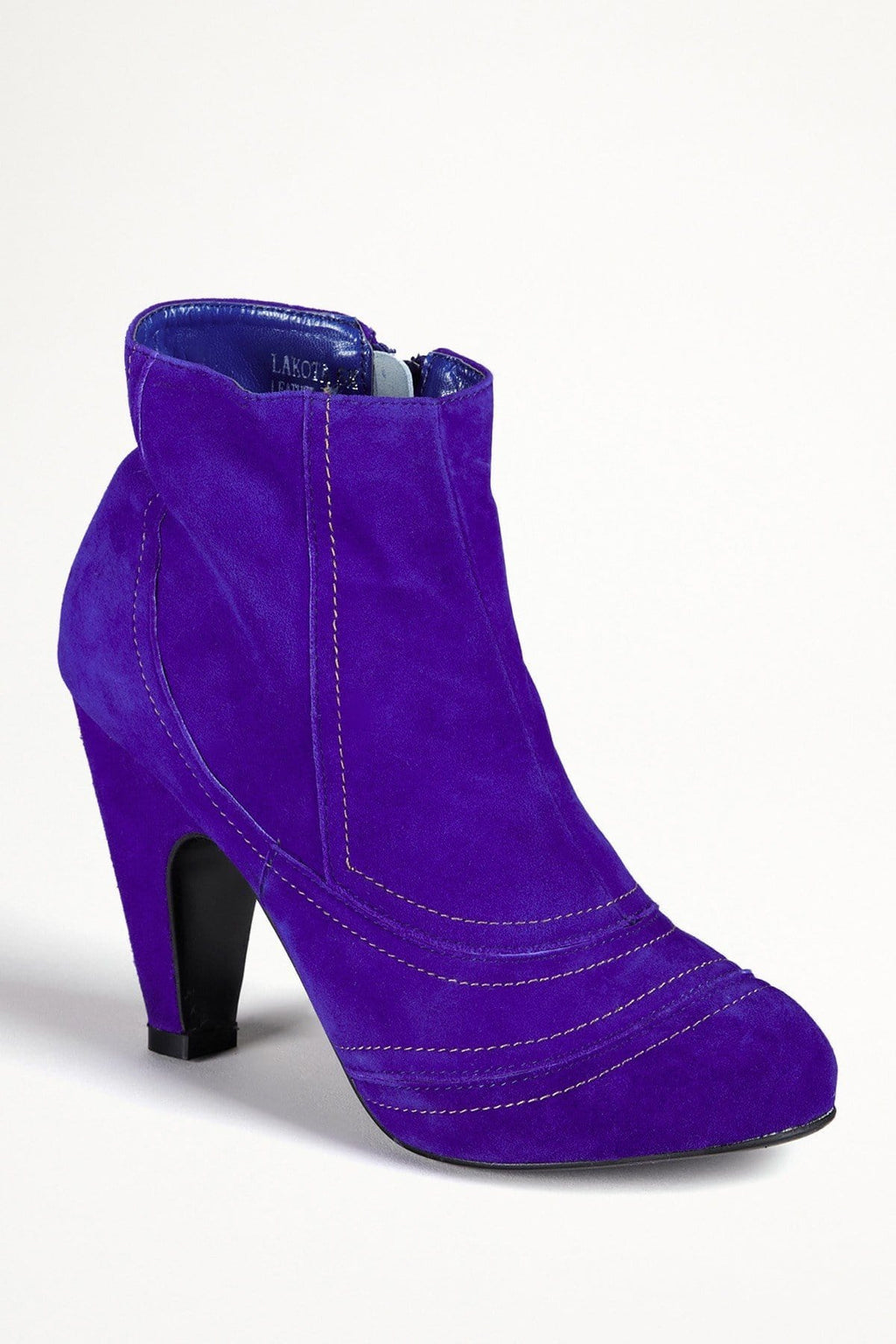 N.Y.L.A. SHOES BOOTIES N.Y.L.A. Shoes Lakota Women's Blue Suede Booties with 3" Heel and Side Zip