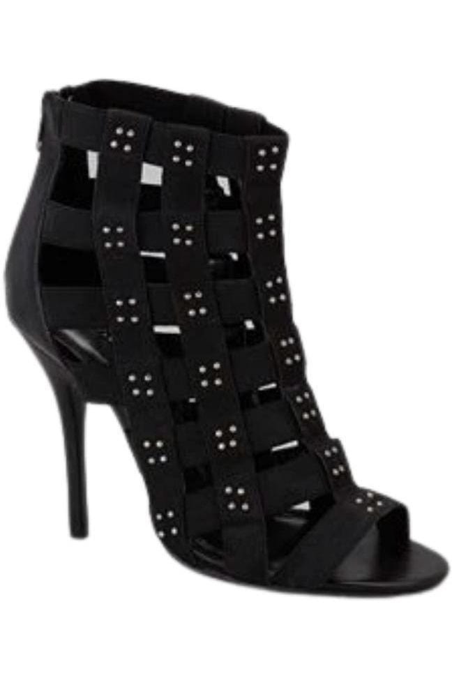 N.Y.L.A. SHOES BOOTIES N.Y.L.A. Shoes Lorry Women's Black Studded 4" Ankle High Heels