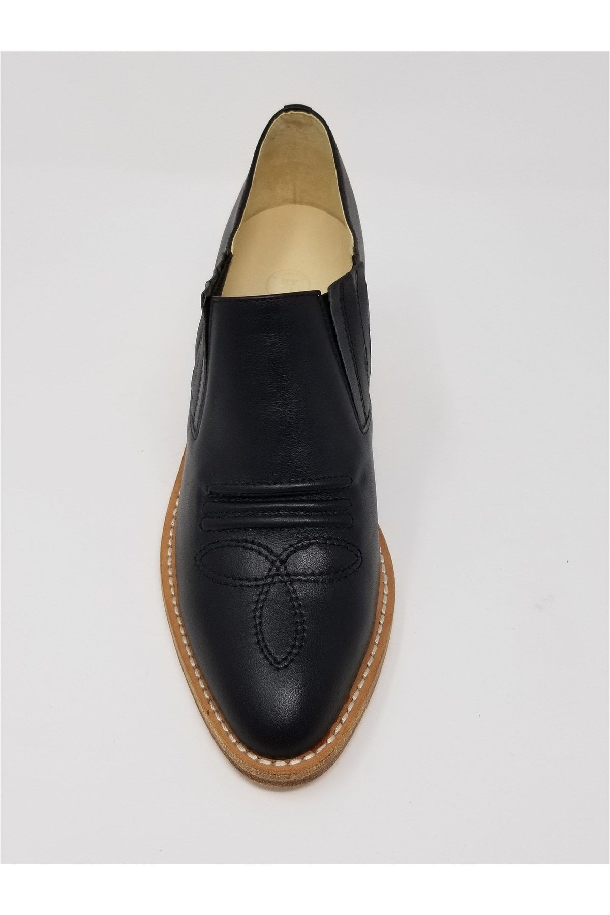 N.Y.L.A. SHOES BOOTIES N.Y.L.A. Shoes Santa Ana Women's Leather Loafer with Natural Lumber Heel in Black, White, Gold, Whiskey Lea, or Cognac Lea
